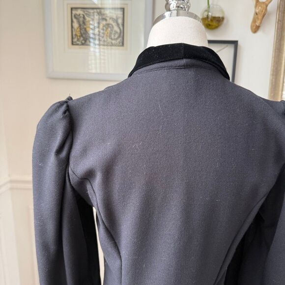 Vintage Laura Ashley Victorian Riding Dress Black Velvet Trim 4 - Picture 6 of 9